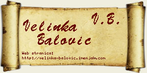 Velinka Balović vizit kartica